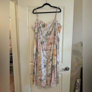 Linen floral spaghetti strap H&M button down dress